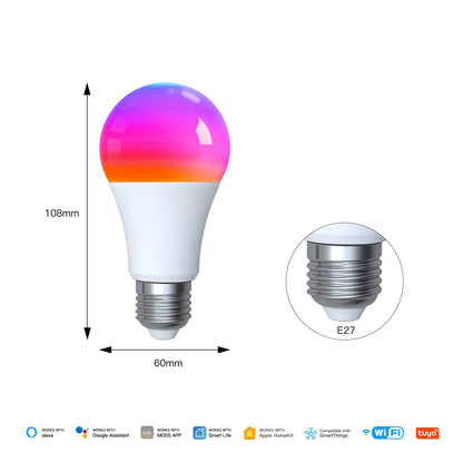 Matter Wifi GU10 E27 Smart Bulb Dimmable Led Light 16 Million RGB C+W Colors Candle Lamp Voice Control Alexa Google Home