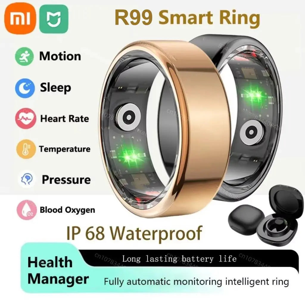 Xiaomi MIJIA R99 Smart Ring Heart Rate Health Monitors IP68 3ATM Waterproof Multi Sport Modes Blood Oxygen Tracker for Men Women