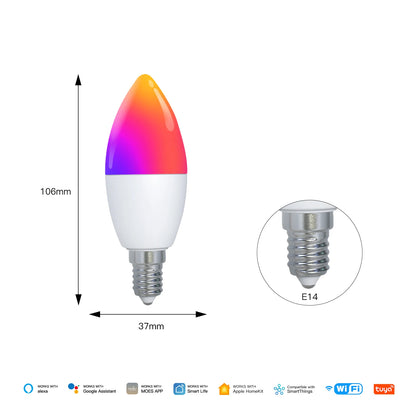 Matter Wifi GU10 E27 Smart Bulb Dimmable Led Light 16 Million RGB C+W Colors Candle Lamp Voice Control Alexa Google Home