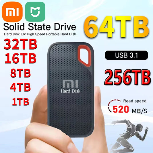 Xiaomi  Hard Disk Mobile SSD E61 2TB 8TB 256TB USB 3.1 HD External Hard for Laptop PS5 Mobile Hard Disk HDD Storage Devices