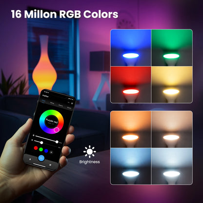 Matter Wifi GU10 E27 Smart Bulb Dimmable Led Light 16 Million RGB C+W Colors Candle Lamp Voice Control Alexa Google Home